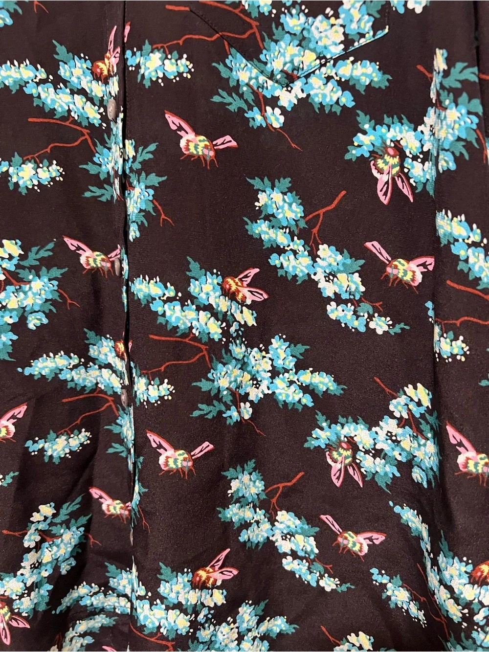 J Crew Botanic Bee Floral Women’s Blouse Size 8 100% Silk Button Up